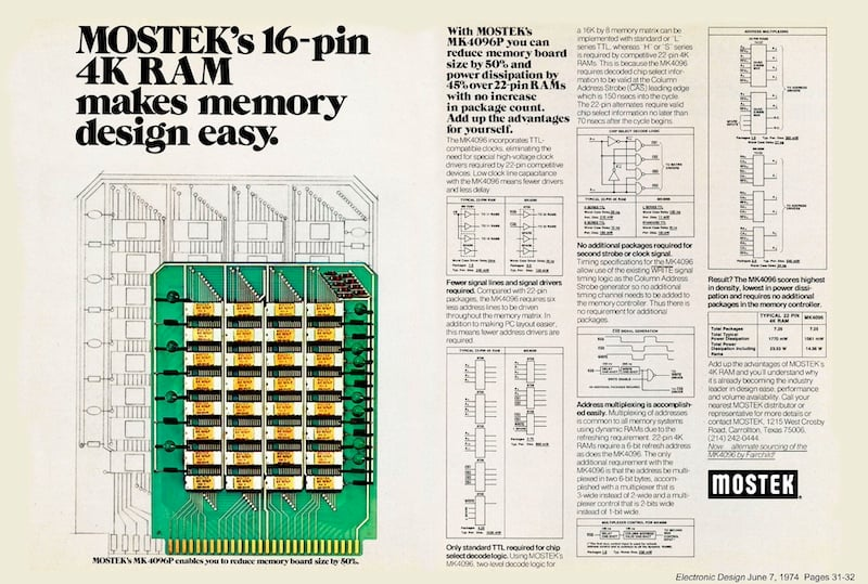 An ad for Mostek's MK4096P