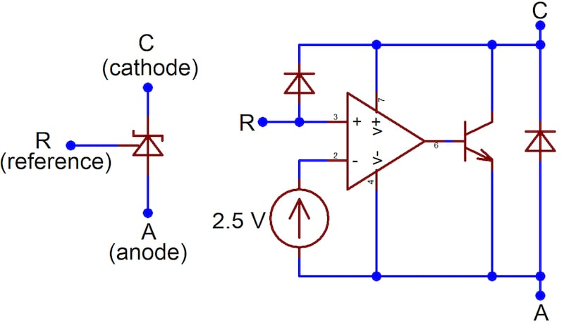 A simplified schematic of the TL431