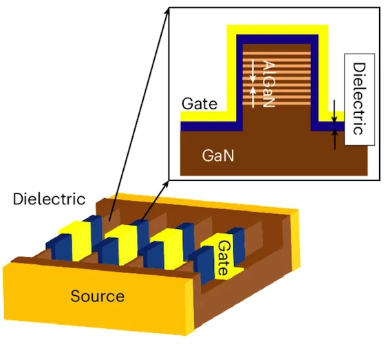 Schematics of a portion of a SLCFET